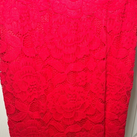 Betsy & Adam Red Cap Sleeve Prom Gown - Picture 4 of 11